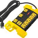 Heavy Duty Power Strip with USB, Workshop 8 Outlet Surge Protector 2700 Joules, Industrial Metal 15Amp Power Strip, 6 FT Extension Cord and Wide Spaced Black.