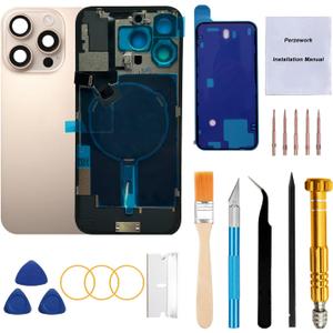 Rear Back Glass Replacement for iPhone 16 Pro 6.3-inches with Reparing Tool Kit and All Necessary Parts (Desert Titanium)