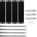 Hisencn Grill Parts for Charbroil 18 13/16'' Stainless Steel Grill Burner Tube, 16 1/2 '' x 4'' Porcelain Heat Plates and Adjustable Carryover Tube, Parts for Charbroil 4 Burner Grills