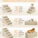 Made4Pets Dog Stairs Ramp for Small Dogs 15.7" H, 3-Step Dog Steps for Bed Couch Sofa and Chair, 35D Foam Pet Steps for Small Dogs and Cats, Non-Slip Bottom Pet Stairs, Beige