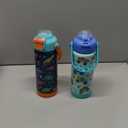 Kids Insulated Water Bottle with Pop-Open Straw & Spout 2-in-1 Lid, 18oz Leak Proof 18/8 Stainless Steel Vacuum Tumbler, BPA-Free Kids Cup For Travel School Boys Girls Toddler, Dinosaur & Monster Car