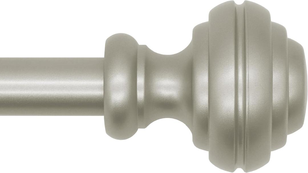 Nickel Curtain Rods for Windows 16.5-45 inch,3/4 inch Heavy Duty Adjustable Decorative Curtain Rod with Modern Finials,Window Rods for Bedroom, Living Room,Patio and Kitchen
