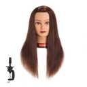 Traininghead 20-22" Female 100% Human Hair Mannequin Head Hair Styling Training Head Cosmetology Manikin Head Doll Head for Hairdresser with Free Clamp (Brown)