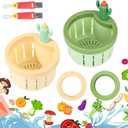 Upgraded Automatic Pressing Sink Filter, Cactus Sink Strainer, Kitchen Waste Collector Filter, Kitchen Accessories Sink Drain Stopper, and Cleaning Brush (2, Green+Yellow)