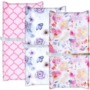 AMROSE 3 Pack Changing Pad Covers, 32" x 16" Ultra Soft Microfiber Diaper Change Table Sheets for Baby Girls, Happy Garden