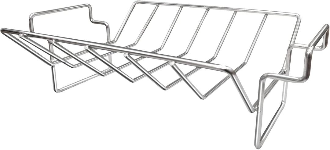 Rib Rack and Turkey Rack for Smoking and Grilling, Stainless Steel Dual-Purpose Roasting Rack for L/XL Big Green Egg, Kamado Joe, and Other 18" Grills