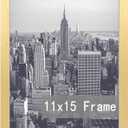 RUN HELIX 11x15 Picture Frame in Black, Photo Frames with Plexiglass, Horizontal and Vertical Formats for Wall Mounting Poster Frames Puzzle Frame Large Picture Frame 15X11 Gold Frame