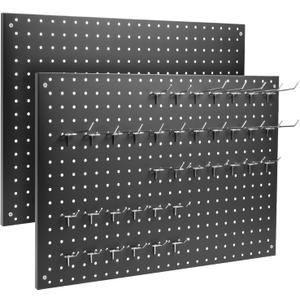 Peg Board, 2 Pack Metal Pegboard Panels Black Pegboards Wall Organizer with Frame Large Heavy Duty Peg Board with Hooks for Walls Home,Garage Tool Storage,Office Organization,Kitchen 2416
