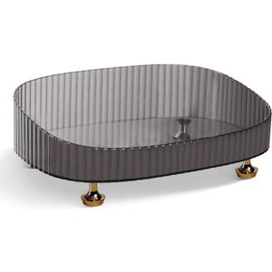 RAMFIYN Clear Acrylic Perfume Tray, Round Makeup Bathroom Trays for Counter, Decorative Vanity Trays for Bathroom Countertop for Dresser Tops - Black