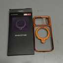 CASEKOO Cosmic Orange Glossy for iPhone 17 Pro Case [360 Spin Magnetic Stand][Fit for MagSafe][17FT Military Protection] Slim Polished Frame Titanium Alloy Sturdy Stand 6.3", Cosmic Orange