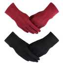 KOFOJN Women's Gloves Winter Touch Screen Texting Comfortable and Warm Double-Sided Velvet Lining Thickened Warm 2 Pairs, L
