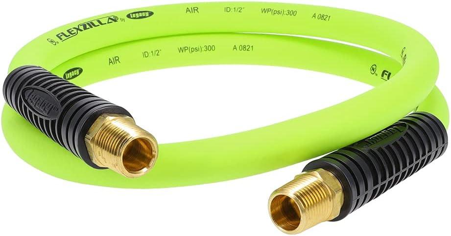 Flexzilla HFZ1204YW4S Swivel Whip Air Hose 4 Ft | 1/2" MNPT Swivel x 1/2 in" MNPT Ends | Extreme All Weather Flexibility | Lightweight