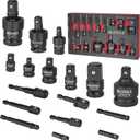 BILITOOLS Socket Adapter Set 17 Piece includes Reducer, Universal Joint Socket Set, Drill Adapter 1/4" 3/8" 1/2"