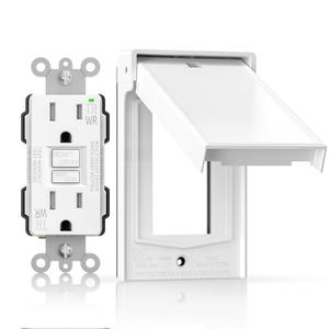 AIDA 15A GFCI Outlet with Weatherproof Cover & Wall Plate,Tamper-Resistant & Weather Resistant Self-Test Electrical Outlet for Bathroom, Kitchen, Outdoor, UL Listed, Matte White, 1 Pack