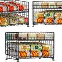 Adjustable Rack Organizer, Stackable 2-Tier Storage for Kitchen Pantry Cabinet, Can Holders for Food, Multifunctional Dispenser for Snacks Soda-3 Pack