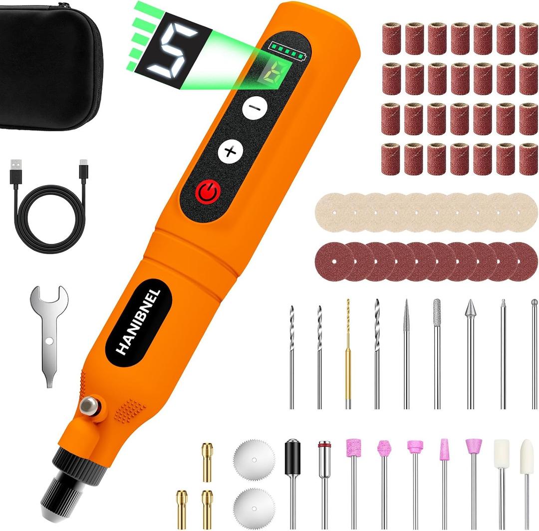 Mini Cordless Rotary Tool Kit with Digital Display - 5 Speed 18000RPM, 71-Piece Accessories Type-C Rechargeable Mini Rotary Tool for 3D Printing Crafts, DIY, Jewelry Making, Woodworking