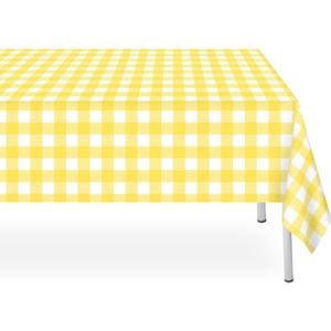 12 Pack Yellow and White Checkered Tablecloth, Yellow Plastic Table Cloths for Parties Disposable, 54x108 inch Waterproof Yellow Gingham Camping Tablecloth for Birthday, Party, Picnic, School