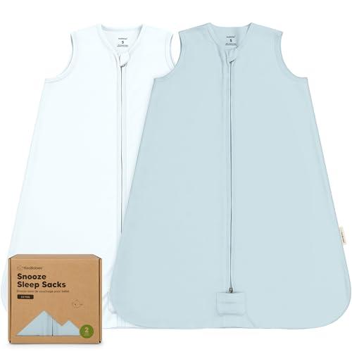 2-Pack Baby Sleep Sacks, Zipper Wearable Blanket - 0.5TOG Organic Cotton, Lightweight,Soft Cozy Infant Sleeping Sack 3-6 months,Easy to Wear Small Newborn Transition Swaddles Sleepsacks(Glacier, S)