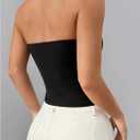 Floerns Women's Cut Out Ruched Bust Strapless Y2k Tube Sleeveless Bandeau Top (Black, L)