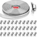 Hose Clamps 30FT Strap+30 Fasteners,DIY Cut-To-Fit 304 Stainless Steel Adjustable Large Worm Gear Band Clamp Assortment Kit,Metal Screw Fasteners and Strapping for Pipe,Duct,Pole,Tube