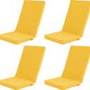 Outdoor Adirondack Chair Cushions Set of 4 - Removable Covers, Water-Repellent, Fade-Resistant, Non-Slip Bottom & Securing Straps, Universal Fit for Most Adirondack & Rocking Chairs - Yellow, 45''x20''