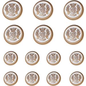 14 Pieces White Gold Metal Blazer Button Set 18mm 23mm for Blazers, Suits, Sport Coats, Uniform, Jackets (MBM36)