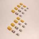 Fall Press on Nails Short Square Fake Nails Full Cover Glossy Nail Acrylic Nails Falleen Leaves Stick on Nails Autumn Glue on Nails Cute Press on Nail for Women and Girls 24Pcs