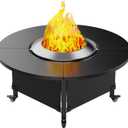 Fire Pit Surround Tabletop for Solo Stove Bonfire,Foldable Surround Table with Wheels for Safety & Easy Clean,42" Powder-Coated Steel Wood Burning Stove Surround Table Top,Accessories for Solo Stove
