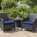 Outdoor Chair Cushions Set of 2: Waterproof & Fade Resistant Seat Cushion for Patio Furniture - 18.5 x 16 x 2 Inch Chair Pads with Ties and Hidden Zipper - Patio Chair Cushion Replacement, Navy, 18.5x16x2 Inch | 2 Pack