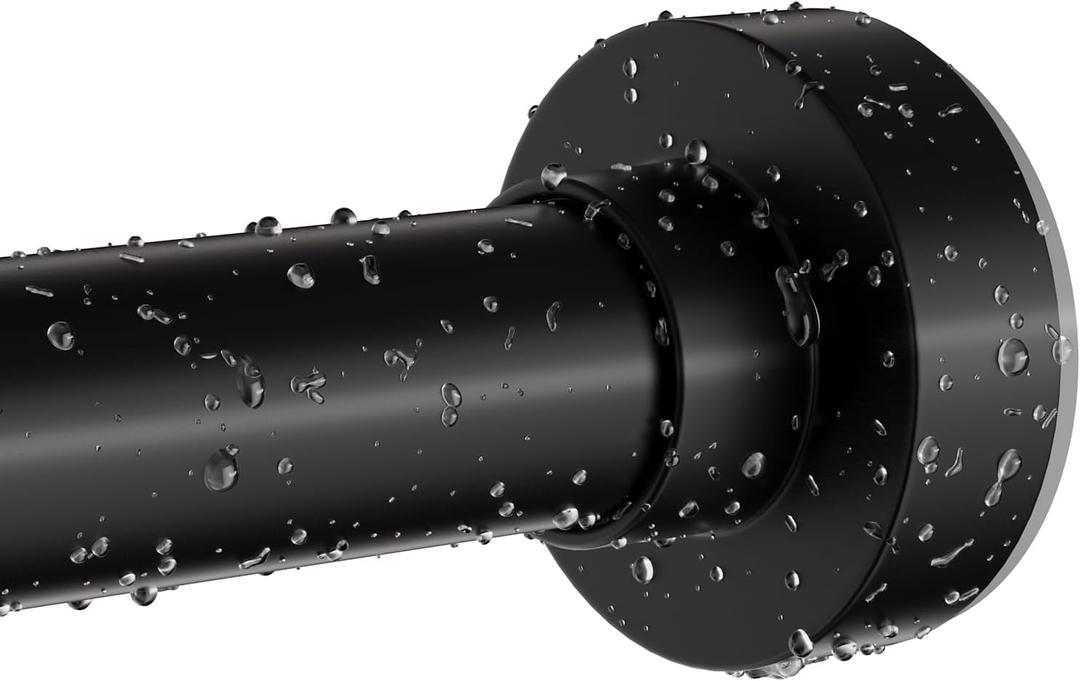 Black Shower Curtain Rod 34-82 Inches(2.8-6.8ft) Never Rust Adjustable Shower Rod Spring Tension Non Slip No Drilling Shower Rods for Bathroom Garland Window