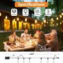 Brightever 200FT Outdoor String Lights with Remote, 2700K/4000K/5000K Selectable LED String Lights for Outside with 100+4 ST38 Edison Bulbs, 3 Modes Dimmable Patio Lights Waterproof for Camping, Deck
