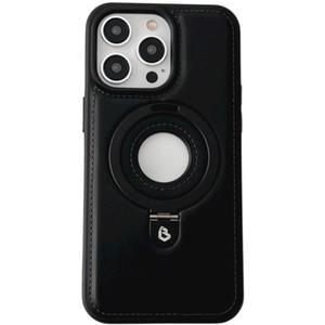 Leather Material with Metal Magnetic Folding Stand,Luxury Leather Invisible Stand Phone Case Cover for iPhone 12-15 (iPhone16 Pro Max,Black)