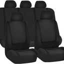 BELOMI Car Seat Covers Full Set, Breathable Premium Cloth Automotive Seat Cover, Universal Front and Rear Seat Covers, Easy to Install Car Accessories for Most Cars Trucks SUV (Black)