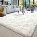 8x10 Area Rugs for Living Room, Ultra Soft Fluffy Large Shaggy Rug Carpet for Bedroom, Non-Slip Fuzzy Plush Rugs for Nursery Boys Girls Kids Room Modern Indoor Home Decor, Cream White