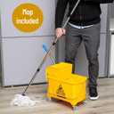 Mind Reader Mop and Bucket Set with Wringer, Mop Included, 5.5 Gallon Cleaning System with Wheels, Upward Press Wringer, Small Mop Compatible