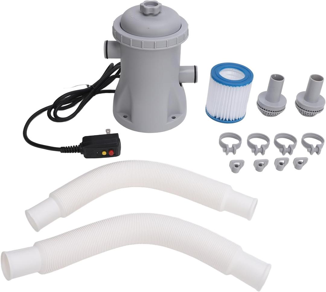 Walfront Cartridge Filter Pump Swimming Pool Filter Pump 330 Gallon Cartridge Pool Filters Pump System Electric Pool Filter for Ground Pools (US Plug 110V)