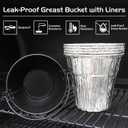 Grease Bucket for Pit Boss 74400 Traeger Rec Tec Z Grills Oklahoma Joe Grill Drip Bucket Louisiana Smoker Replacement Parts Metal Pail 13pcs Foil Liners Oil Catcher Container Pellet Accessories