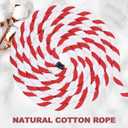 PATIKIL 1 Inch x 50 Feet Natural Twisted Cotton Rope 3 Strand Strong Thick Cotton Rope Tug of War Rope for Railings Crafts Games Home Decor, Red White