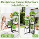 iDavosic.ly Plant Stand Indoor Outdoor, 5 Tier Corner Metal Flower Display Holder Shelf, Folding Tall Orchid Rack for Patio Balcony Porch Garden Living Room House, Black