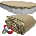 Robelle 12 x 24 ft Professional Defender Oval Cover for Above Ground Pools Tan Pool Cover, 4 ft Overlap (16 x 28ft Cover Size), Solid 12 x 12 Scrim, 3.7 oz/yd2, Style: 571224-4-ROB