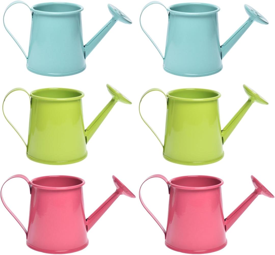 Mini Decorative Watering Can, Set of 6, Height 1.97 inch, Cute Metal Jug for Hand Crafts,Garden Theme Parties and Home Decor