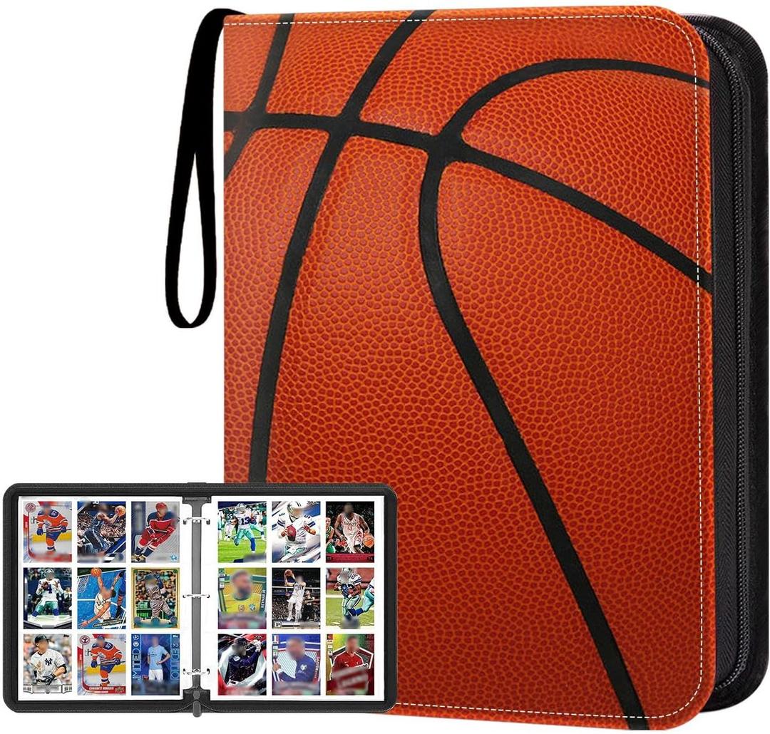 Trading Card Binder 9 Pocket  Basketball Card Binder with Sleeves 900 Double Sided Pockets Sports Trading Cards Album Cards Holder Protectors Set Fit for Game Cards, Sports Cards