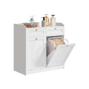 VASAGLE Laundry Cabinet with Tilt-Out Basket, Freestanding Storage Unit with Drawer and Laundry Hamper, for Bathroom, Living Room, 15.8 x 31.1 x 31.5 Inches, Cloud White UBBC751W01