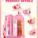 Cute Strawberry Pencil Case,Unique Aesthetic 3D Schoolbag-Shaped Pencil Pouch for Girls Boys Kids Women,Big Capacity Pen and Pencil Stationery Organizer Bag with Zippers for School Office