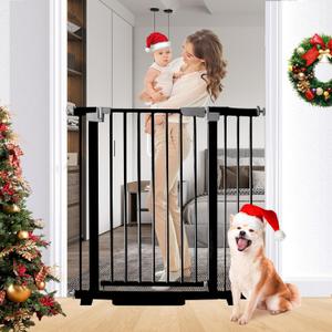 Rgqphantom 41" Tall Safety Pet Gate,Adjustable 29.92"-43.71" Wide,No Drilling Pressure Mount Kit,Auto Close Cat Gate Suitable for Stairs,Doorways (Black, 29.92"-43.71")