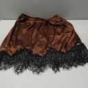 Women Lace Trim Silk Mini Skirt Y2k Lacy Satin A Line Half Silp Short Skirt Cute High Waist Underskirt L