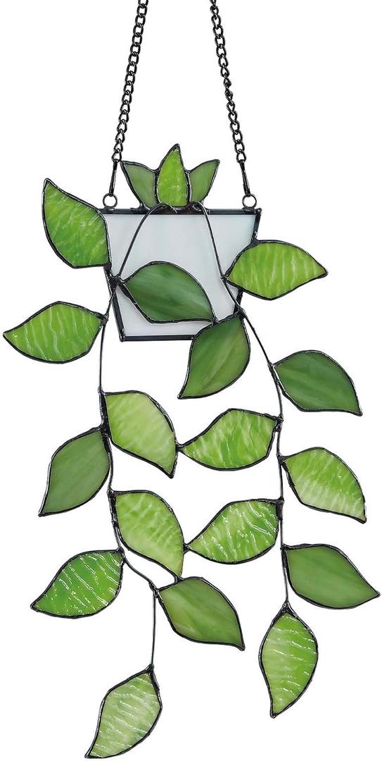 Stained Glass,Stained Glass Window Hanging,Plant Stained Glass Window Hanging Sun Catchers,Vivid Real Stain Glass Light Catchers.for Home Window Garden Yard Patio Decor