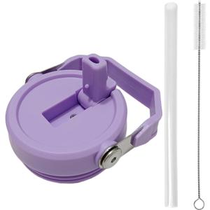 Replacement Tumbler Lid for Stanley IceFlow 20 oz 30 oz Flip Straw Lid with Reusable Straw,Cleaning Brush (Purple, 20oz & 30oz)