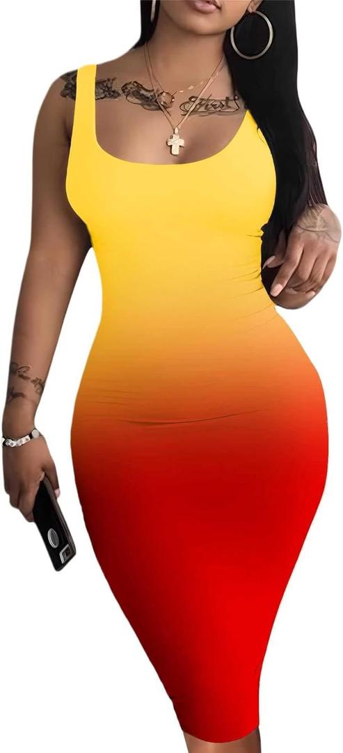 Mrskoala Women Midi Tank Dresses Sexy Club Casual Dress Summer, Medium
