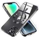 Misea Magnetic for iPhone 14 Plus Case Compatible with MagSafe [Never Yellowing] [Military Grade Drop Protection] Full Camera Lens Protector Plating Soft Clear Phone Case for Women Girls, Black